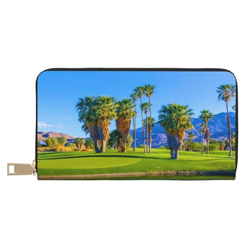 Ledergeldbörse, Münzgeldbörse, Münztasche, Golfplatz, Leder-Aufbewahrungstasche, Reißverschluss, Geldbeutel, Tasche für Damen, Herren, Kinder, Palm Tree Golfplatz, Leather Wallet, Münztasche von ASEELO