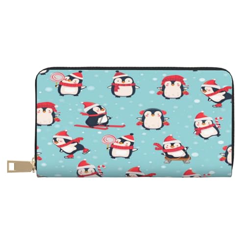 Ledergeldbörse, Münzgeldbörse, Münztasche, Golfplatz, Leder-Aufbewahrungstasche, Reißverschluss, Geldbeutel, Tasche für Damen, Herren, Kinder, Weihnachts-Pinguine, Leather Wallet, Münztasche von ASEELO