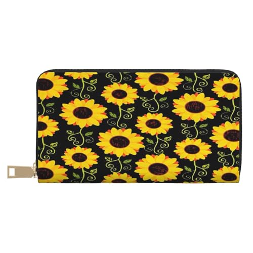 Ledergeldbörse, Münzgeldbörse, Münztasche, Graffiti, Skateboard, Leder-Aufbewahrungstasche, Reißverschluss, Geldbeutel, Tasche für Damen, Herren, Kinder, Stilvolle Sonnenblume, Leather Wallet, von ASEELO