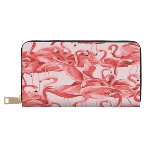 Ledergeldbörse, Münzgeldbörse, Münztasche, Zebra-Leder, Aufbewahrungstasche, Reißverschluss, Geldbeutel, Tasche für Damen, Herren, Kinder, Flamingo, Leather Wallet, Münztasche von ASEELO