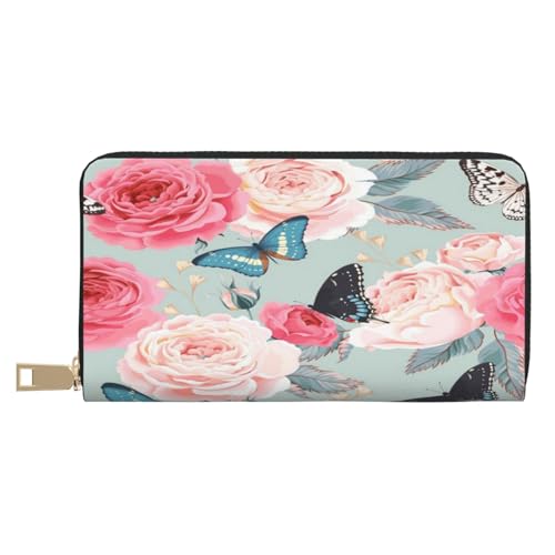 Ledergeldbörse, Münzgeldbörse, Münztasche, Zebra-Leder, Aufbewahrungstasche, Reißverschluss, Geldbeutel, Tasche für Damen, Herren, Kinder, Mehrfarbiges Blumenmuster, Leather Wallet, Münztasche von ASEELO