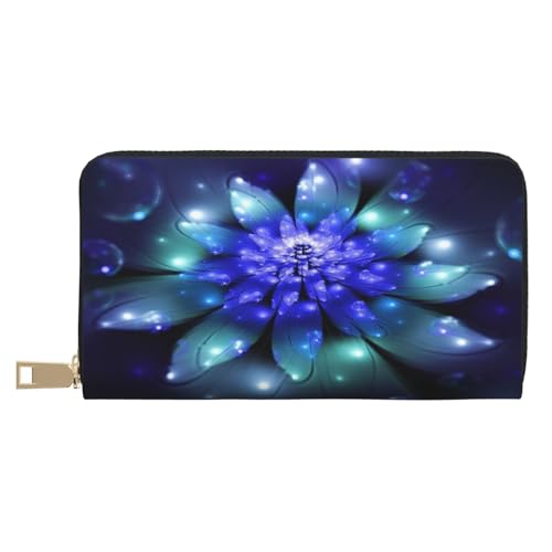 Ledergeldbörse, Münzgeldbörse, Münztasche, tropische Blätter, Leder-Aufbewahrungstasche, Reißverschluss, Geldbeutel, Tasche für Damen, Herren, Kinder, Fantasy Blue Flower, Leather Wallet, Münztasche von ASEELO