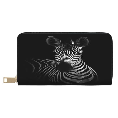 Ledergeldbörse, Münztasche, Münztasche, niedliches Lama-Blumenmuster, Leder-Aufbewahrungstasche, Reißverschluss, Geldbeutel, Tasche für Damen, Herren, Kinder, zebra, Leather Wallet, Münztasche von ASEELO