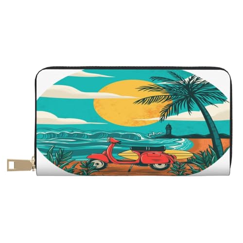 Ledergeldbörse, Münztasche, Münztasche, verschiedene Arten von Eidechsen, Leder-Aufbewahrungstasche, Reißverschluss, Geldbeutel, Tasche für Damen, Herren, Kinder, Sunset Beach Palme, Leather Wallet, von ASEELO