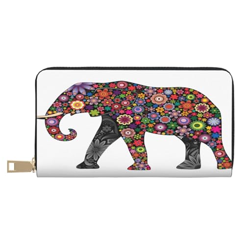 Ledergeldbörse Münzgeldbörse Münzbeutel Cool Tier Weiß Eisbär Leder Aufbewahrungstasche Reißverschluss Geld Geldbörsen Tasche für Damen Herren Kinder, Fröhlicher Elefant, Leather Wallet, Münztasche von ASEELO