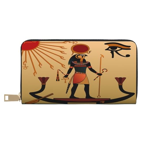 Ledergeldbörse Münzgeldbörse Münztasche Niedliches Schweinsleder Aufbewahrungstasche Reißverschluss Geldbeutel Tasche für Damen Herren Kinder, Sun Old Egyptian Timeless Grace, Leather Wallet, von ASEELO