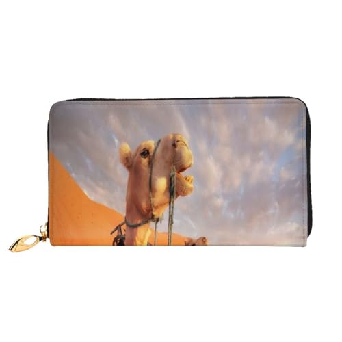 Ledergeldbörse mit Musiknotenaufdruck, Münzgeldbörse, Geldbörse, Aufbewahrungstasche, Reißverschluss, Geldbeutel, Tasche für Damen und Herren, Camels Rest Desert, Leather wallet, Münzbeutel von ASEELO