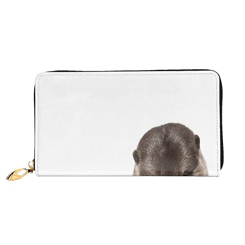 Ledergeldbörse mit roter Tulpe für Münzen, Geldbörse, Aufbewahrungstasche, Reißverschluss, Geldbeutel, Tasche für Damen und Herren, Niedlicher Tier-Otter, Leather wallet, Münzbeutel von ASEELO