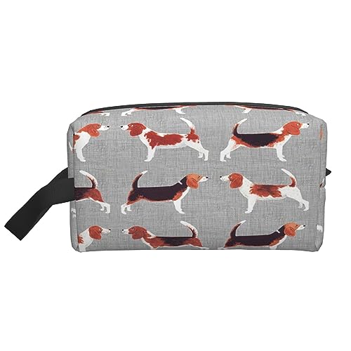 Make-up-Tasche, Beagle-Muster, Kosmetiktasche, Aufbewahrungstasche, Geldbörse, Reise-Make-up-Tasche mit Reißverschluss für Frauen, Beagle-Muster, storage bag von ASEELO