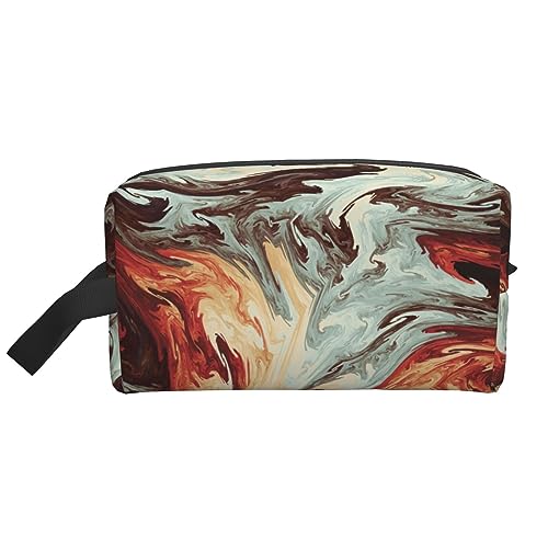 Make-up-Tasche, Beagle-Muster, Kosmetiktasche, Aufbewahrungstasche, Geldbörse, Reise-Make-up-Tasche mit Reißverschluss für Frauen, Marmor braun gemischt, storage bag von ASEELO