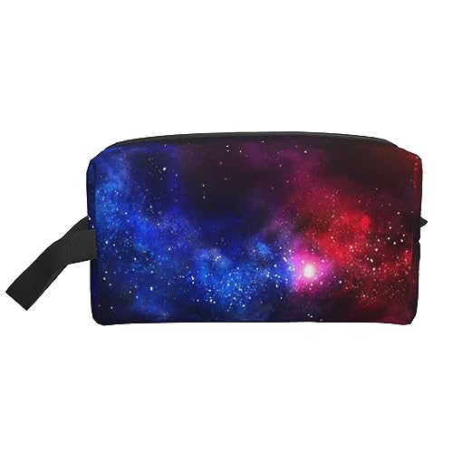 Make-up-Tasche, korallenfarbenes Muster, Kosmetiktasche, Aufbewahrungstasche, Geldbörse, Reise-Make-up-Tasche mit Reißverschluss für Frauen, Rot-blaue Galaxie, storage bag von ASEELO