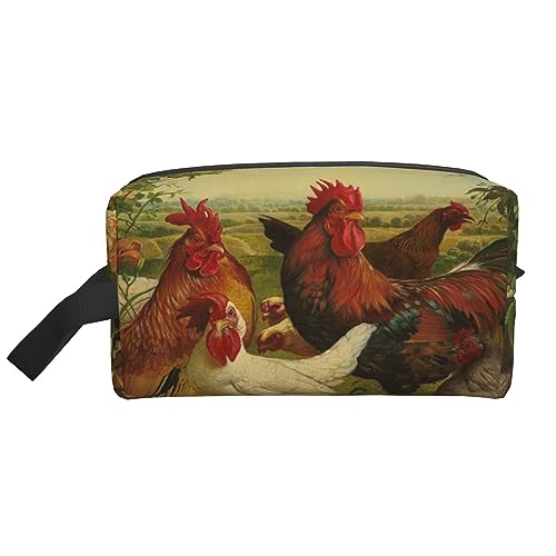 Make-up-Tasche Ananas Kosmetiktasche Aufbewahrungstasche Geldbörse Reise Make-up Reißverschluss Tasche für Frauen, Hühner und Bauernhof, storage bag von ASEELO