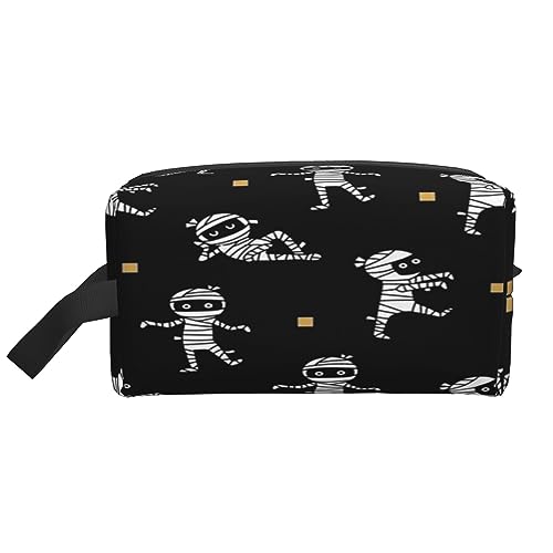 Make-up-Tasche Elefant mit herzförmiger Blume Kosmetiktasche Aufbewahrungstasche Geldbörse Reise Make-up Reißverschluss Tasche für Frauen, Süßes Halloween-Muster, storage bag von ASEELO