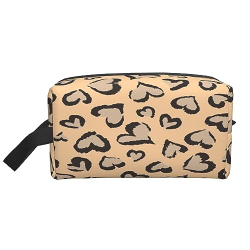 Make-up-Tasche New York Manhattan Bridge Nacht Kosmetiktasche Aufbewahrungstasche Geldbörse Reise Make-up Reißverschluss Tasche für Frauen, Leopard Liebe, storage bag von ASEELO