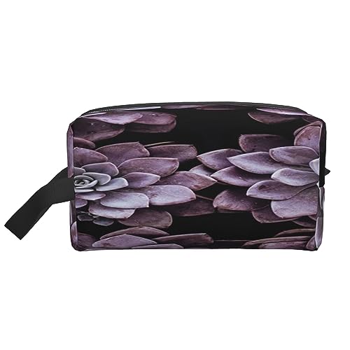 Make-up-Tasche Schmetterling lila Kosmetiktasche Aufbewahrungstasche Geldbörse Reise Make-up Reißverschluss Tasche für Frauen, Violette Pflanzen, storage bag von ASEELO