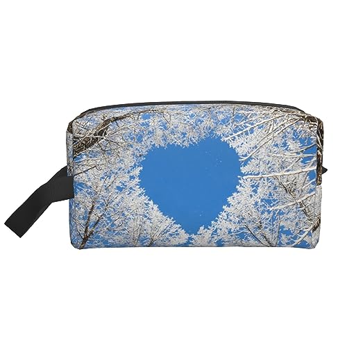 Make-up-Tasche Sky Through The Tree Kosmetiktasche Aufbewahrungstasche Geldbörse Reise Make-up Reißverschluss Tasche für Frauen, Blue Sky Winterbaum, storage bag von ASEELO