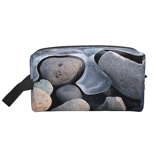 Make-up-Tasche Sky Through The Tree Kosmetiktasche Aufbewahrungstasche Geldbörse Reise Make-up Reißverschluss Tasche für Frauen, Steine unter Eis, storage bag von ASEELO