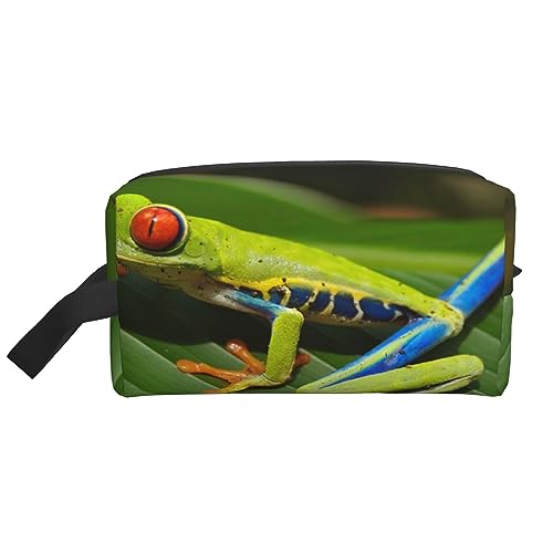 Make-up-Tasche Weihnachten Kosmetiktasche Aufbewahrungstasche Geldbörse Reise Make-up Reißverschluss Tasche für Frauen, Frosch mit roten Augen, storage bag von ASEELO