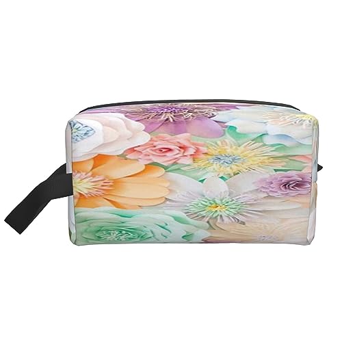 Make-up-Tasche Weihnachten Kosmetiktasche Aufbewahrungstasche Geldbörse Reise Make-up Reißverschluss Tasche für Frauen, Mehrfarbiges Blumenmuster, storage bag von ASEELO