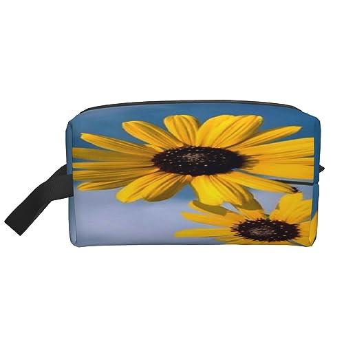 Make-up-Tasche Weihnachten Kosmetiktasche Aufbewahrungstasche Geldbörse Reise Make-up Reißverschluss Tasche für Frauen, sonnenblume, storage bag von ASEELO