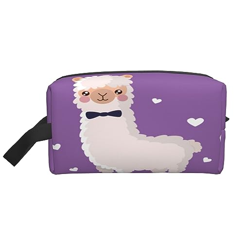 Make-up-Tasche Wolf und Mond Kosmetiktasche Aufbewahrungstasche Geldbörse Reise Make-up Reißverschlusstasche für Frauen, Love Alpaka Lila, storage bag von ASEELO