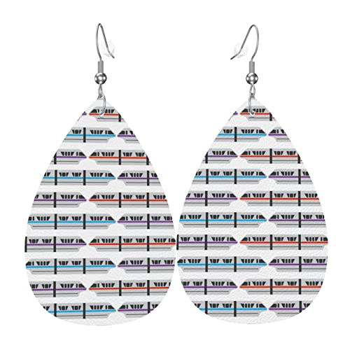 Monorail Zug Ohrringe für Frauen Leder Ohrring Ohrring für Frauen Trendy Wassertropfen Ohrringe 2 Stück Set, Einheitsgröße, Leder, Kein Edelstein von ASEELO