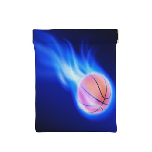 Münzgeldbörse, Münzbeutel, viele Zombie-Aufbewahrungstasche, tragbar, Quetschverschluss, Leder, Geldbeutel, Tasche für Damen, Herren, Kinder, Blue Fire Basketball Ball, Einheitsgröße, Münzbeutel von ASEELO