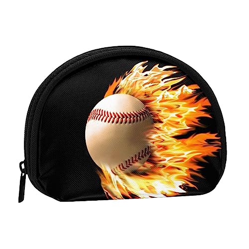 Münzgeldbörse Geldbörse Münzbeutel 3D Blume Shell Aufbewahrungstasche Reißverschluss Geld Geldbörsen Tasche für Damen Herren Kinder, Fire Baseball, Shell storage bag, Münzbeutel von ASEELO