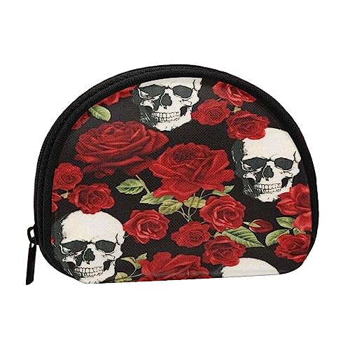 Münzgeldbörse Geldbörse Münzbeutel Ananas Obst Sonnenbrille Sand Strand Muschel Aufbewahrungstasche Reißverschluss Geld Geldbörsen Tasche für Damen Herren Kinder, Rose Skull, Shell storage bag, von ASEELO