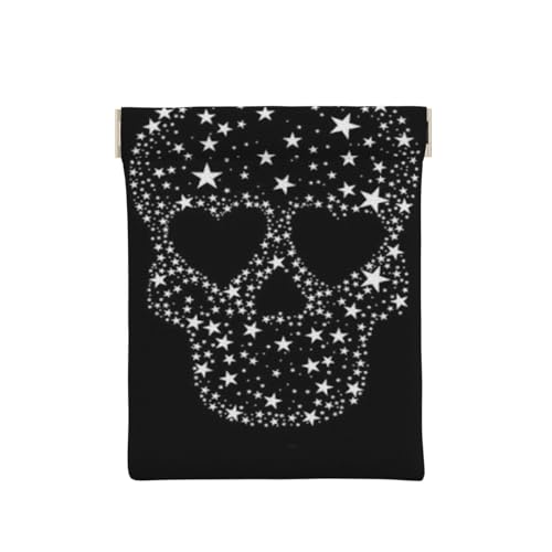 Münzgeldbörse Geldbörse Münzbeutel Cool Skull Aufbewahrungstasche Tragbar Squeeze Top Leder Geld Geldbörsen Tasche für Damen Herren Kinder, Cooler Totenkopf, Einheitsgröße, Münzbeutel von ASEELO