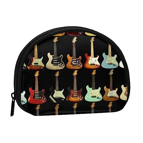 Münzgeldbörse Geldbörse Münzbeutel Kunst Gitarre Muster Shell Aufbewahrungstasche Reißverschluss Geld Geldbörsen Tasche für Frauen Männer Kinder, Kunst-Gitarren-Muster, Shell storage bag, Münzbeutel von ASEELO