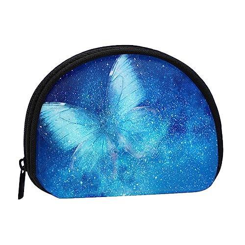 Münzgeldbörse Geldbörse Münzbeutel Narzisse Blume Shell Aufbewahrungstasche Reißverschluss Geld Geldbörsen Tasche für Damen Herren Kinder, Blaue Sterne Schmetterling Galaxie, Shell storage bag, Münzbeutel von ASEELO