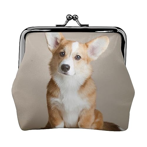 Münzgeldbörse Geldbörse Münzbeutel Sonnenblume Blumen Schmetterlinge Kunst Leder Aufbewahrungstasche Reißverschluss Geld Geldbörsen Tasche für Damen Herren Kinder, Corgi Dog-beige, Coin Purse, von ASEELO