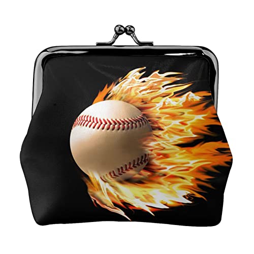 Münzgeldbörse Geldbörse Münzbeutel Süßes Eis Leder Aufbewahrungstasche Reißverschluss Geld Geldbörsen Tasche für Damen Herren Kinder, Fire Baseball, Coin Purse, Münzbeutel von ASEELO