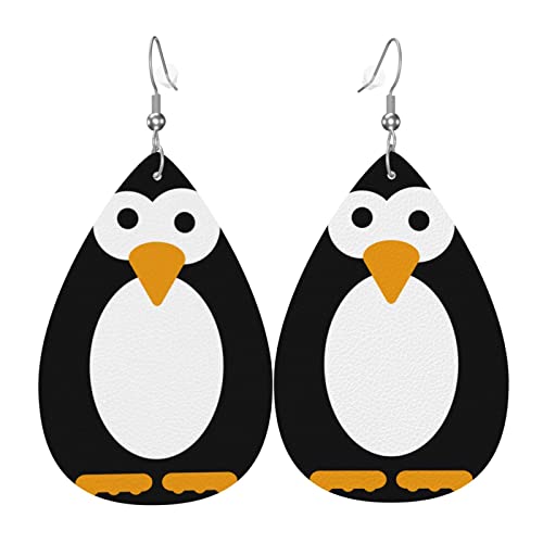 Niedliche Pinguin-Ohrringe für Damen-Ohrringe, Leder-Ohrringe für Mädchen, Neuheit Tropfen-Ohrringe, stilvoll und schön., Einheitsgröße, Leder, Kein Edelstein von ASEELO