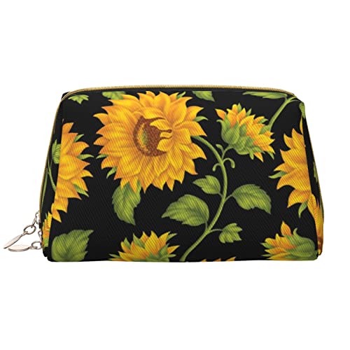 Palmenmuster Damen Leder Kosmetiktasche Handtasche Niedlich Kulturbeutel Organizer Reise Make Up Tasche, Sonnenblumenmuster, Einheitsgröße Palmenmuster Damen Leder Kosmetiktasche Handtasche Niedlich Kulturbeutel Organizer Reise Make Up Tasche, Sonnenblumenmuster, Einheitsgröße von ASEELO