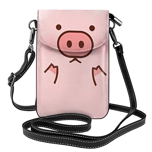 Reflektierende, quadratische kleine Umhängetasche, Mini-Leder, Handytasche, Damen, kleine Umhängetasche, Geschenk, Süßes Schwein, Einheitsgröße von ASEELO