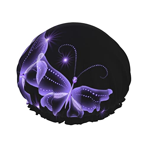 Schöne violette Schmetterlings-Duschhaube, Damen-Duschhauben, wiederverwendbare Duschhaube, passend für die meisten Kopfgrößen. von ASEELO