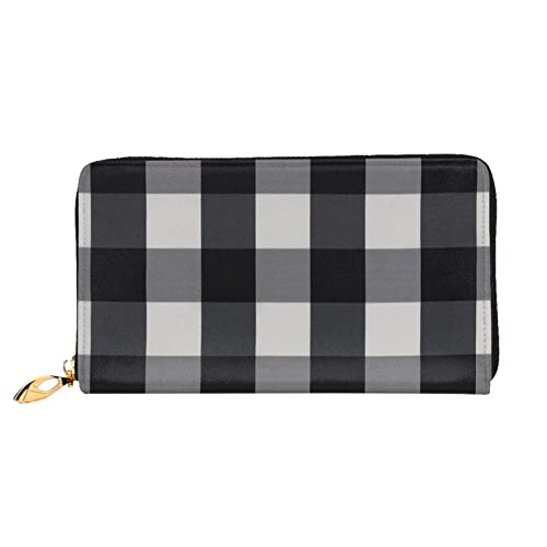 Schwarz und Weiß Plaid Geldbörse, Damen Leder Geldbörse, Lange Clutch Geldbörse, Ein Überraschungsgeschenk für Mutter/Frau/Freundin, Schwarz, Einheitsgröße von ASEELO