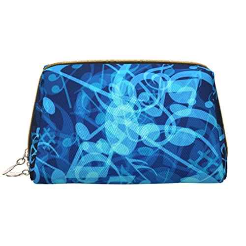 Sea Turtle Damen Leder Kosmetiktasche Handtasche Niedlich Kulturbeutel Organizer Reise Make-up Tasche, Blaue Musiknoten, Einheitsgröße von ASEELO