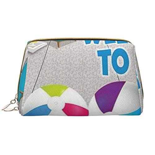 Sea Turtle Damen Leder Kosmetiktasche Handtasche Niedlich Kulturbeutel Organizer Reise Make-up Tasche, Flamingo und Schwimmbad, Einheitsgröße von ASEELO