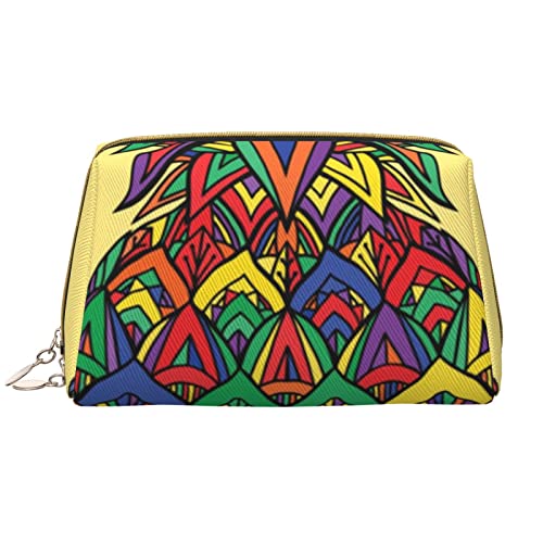 Sea Turtle Damen Leder Kosmetiktasche Handtasche Niedlich Kulturbeutel Organizer Reise Make-up Tasche, Rainbow Ananas, Einheitsgröße von ASEELO