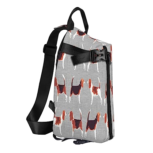 Sling Backpack Chest Bag Colorful Tie Dye Anti Theft Crossbody Shoulder Pack Daypack Outdoor Sport Travel Hiking for Men Women, Beagle-Muster, Crossbody Backpack von ASEELO