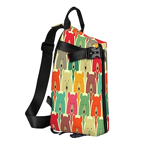 Sling Backpack Chest Bag Colorful Tie Dye Anti Theft Crossbody Shoulder Pack Daypack Outdoor Sport Travel Hiking for Men Women, Bunte Bären., Crossbody Backpack von ASEELO