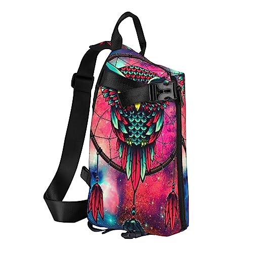 Sling Backpack Chest Bag Colorful Tie Dye Anti Theft Crossbody Shoulder Pack Daypack Outdoor Sport Travel Hiking for Men Women, Galaxy Eule, Crossbody Backpack von ASEELO