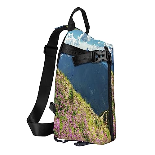 Sling Backpack Chest Bag Colorful Tie Dye Anti Theft Crossbody Shoulder Pack Daypack Outdoor Sport Travel Hiking for Men Women, Gebirge, Crossbody Backpack von ASEELO