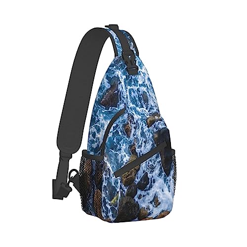 Sling Backpack Chest Bag Cute Pig Anti Theft Crossbody Shoulder Pack Daypack Outdoor Sport Travel Hiking for Men Women, Meeressteine, Cross chest bag diagonally von ASEELO