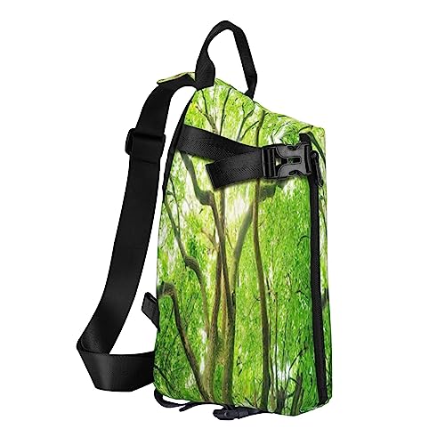 Sling Backpack Chest Bag Cute Puppy Funny Anti Theft Crossbody Shoulder Pack Daypack Outdoor Sport Travel Hiking for Men Women, Grüner Kampferbaum, Crossbody Backpack von ASEELO