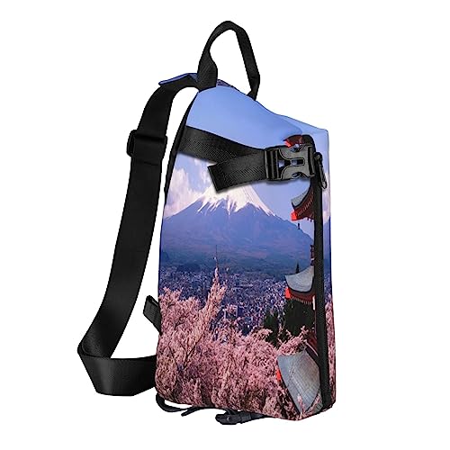 Sling Backpack Chest Bag Cute Puppy Funny Anti Theft Crossbody Shoulder Pack Daypack Outdoor Sport Travel Hiking for Men Women, Mount Fuji Japan, Crossbody Backpack von ASEELO