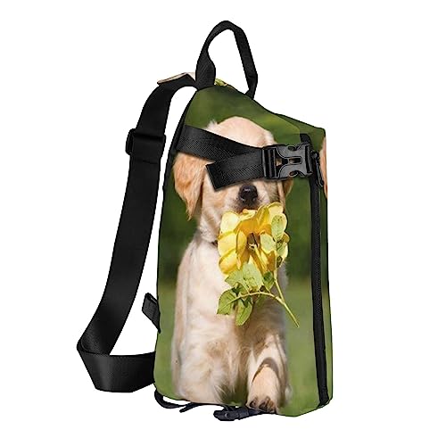 Sling Backpack Chest Bag Cute Puppy Funny Anti Theft Crossbody Shoulder Pack Daypack Outdoor Sport Travel Hiking for Men Women, Niedlicher Welpe, lustig, Crossbody Backpack von ASEELO
